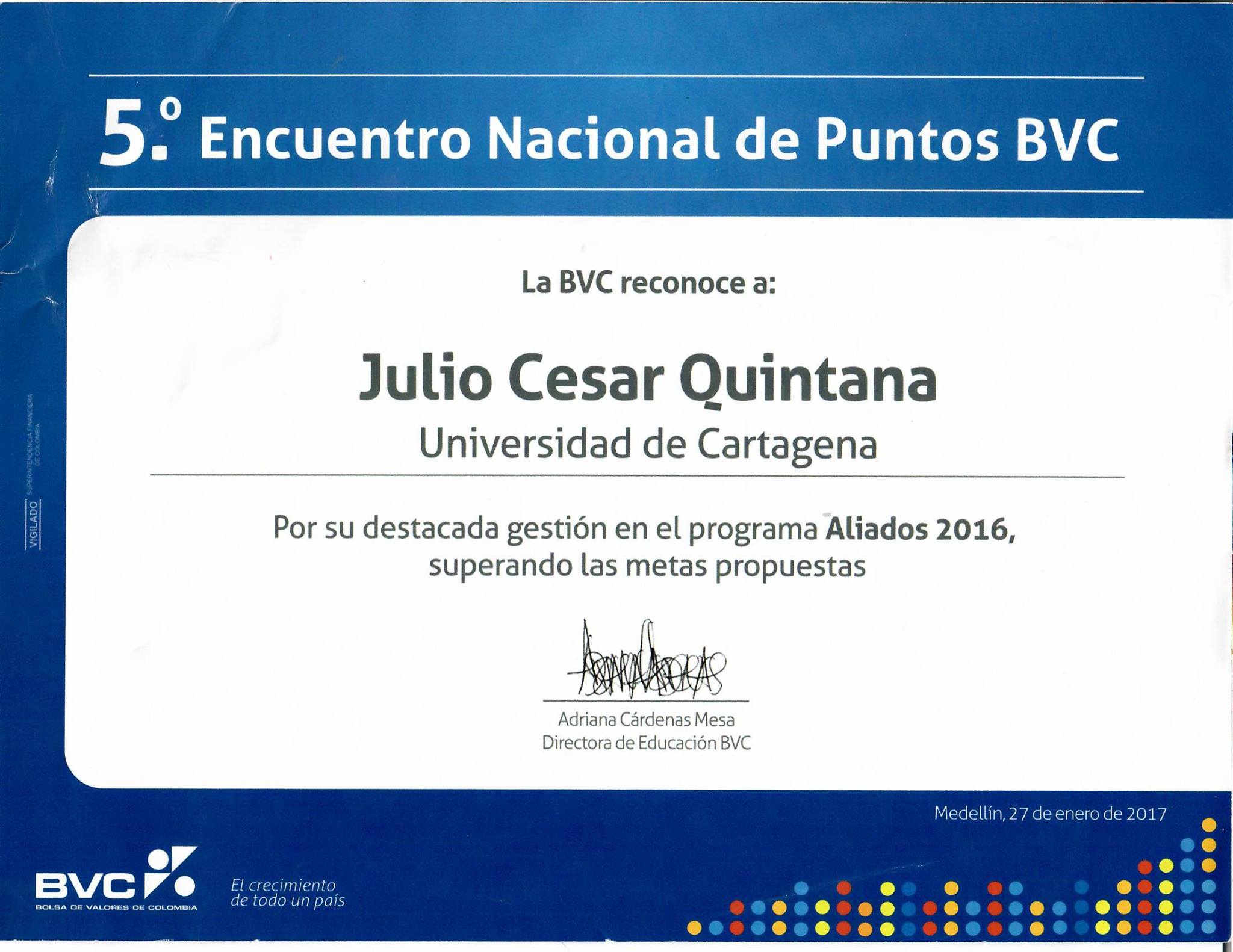 reconocimiento 5to encuentro nacional de puntos bvc